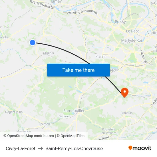 Civry-La-Foret to Saint-Remy-Les-Chevreuse map