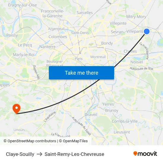 Claye-Souilly to Saint-Remy-Les-Chevreuse map