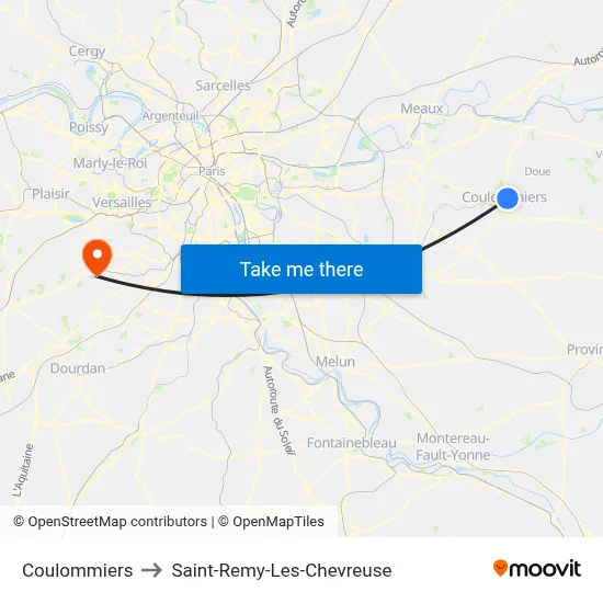 Coulommiers to Saint-Remy-Les-Chevreuse map