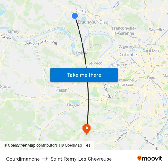 Courdimanche to Saint-Remy-Les-Chevreuse map