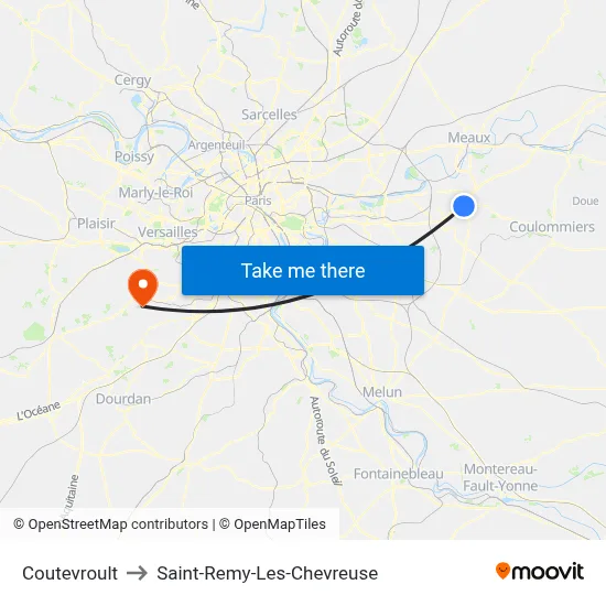 Coutevroult to Saint-Remy-Les-Chevreuse map