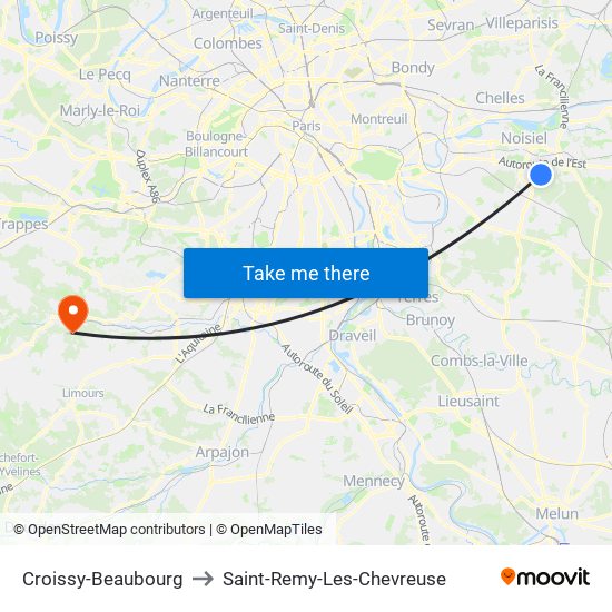 Croissy-Beaubourg to Saint-Remy-Les-Chevreuse map