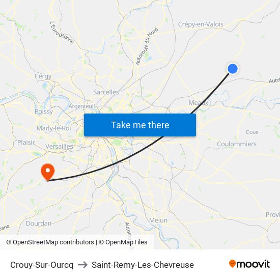 Crouy-Sur-Ourcq to Saint-Remy-Les-Chevreuse map