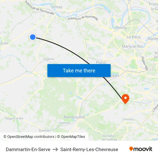 Dammartin-En-Serve to Saint-Remy-Les-Chevreuse map