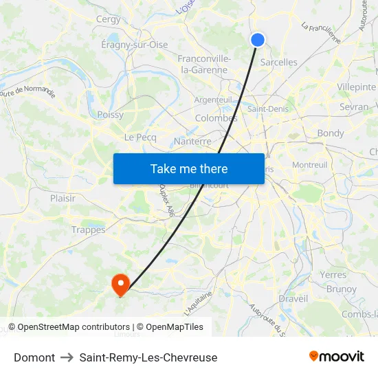 Domont to Saint-Remy-Les-Chevreuse map
