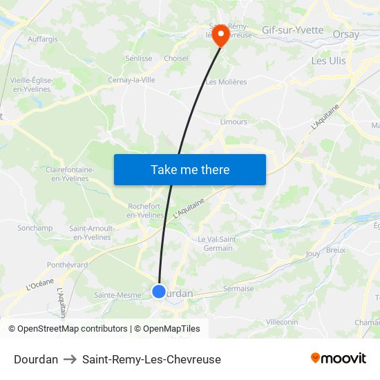 Dourdan to Saint-Remy-Les-Chevreuse map