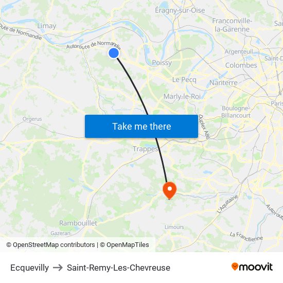 Ecquevilly to Saint-Remy-Les-Chevreuse map