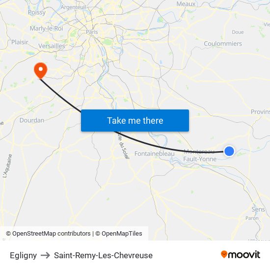 Egligny to Saint-Remy-Les-Chevreuse map