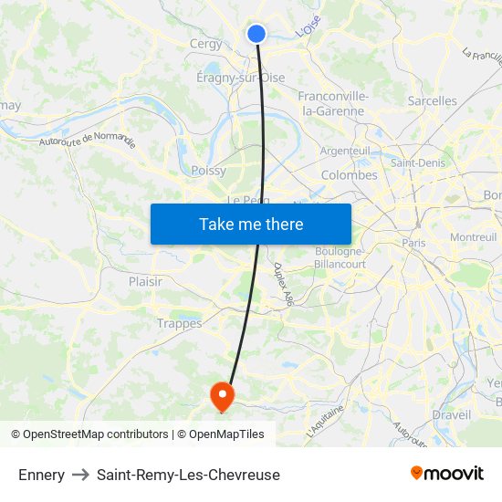 Ennery to Saint-Remy-Les-Chevreuse map