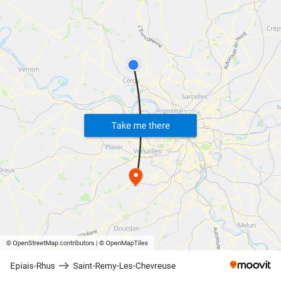 Epiais-Rhus to Saint-Remy-Les-Chevreuse map