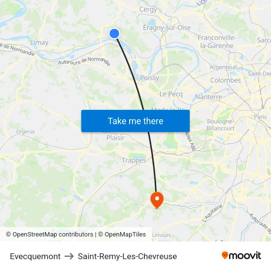 Evecquemont to Saint-Remy-Les-Chevreuse map