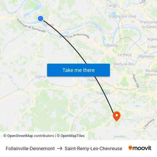 Follainville-Dennemont to Saint-Remy-Les-Chevreuse map