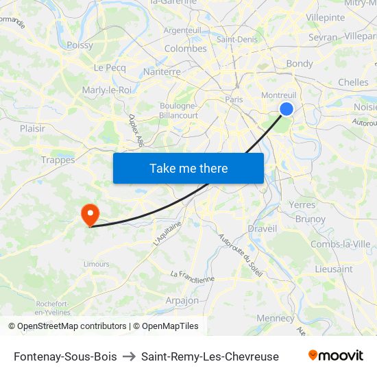 Fontenay-Sous-Bois to Saint-Remy-Les-Chevreuse map