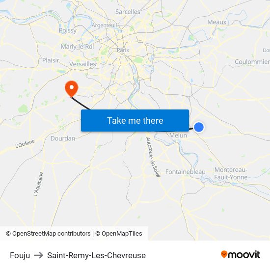 Fouju to Saint-Remy-Les-Chevreuse map