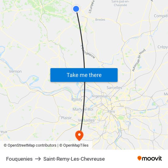 Fouquenies to Saint-Remy-Les-Chevreuse map