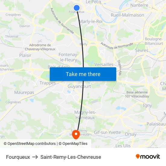 Fourqueux to Saint-Remy-Les-Chevreuse map