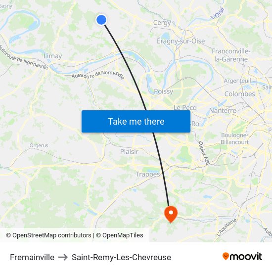Fremainville to Saint-Remy-Les-Chevreuse map