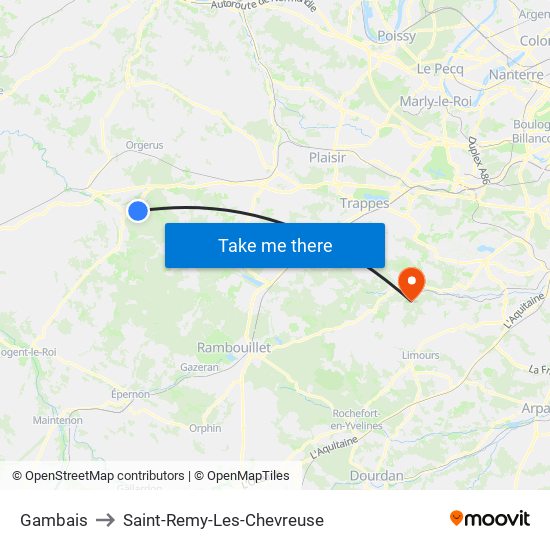 Gambais to Saint-Remy-Les-Chevreuse map