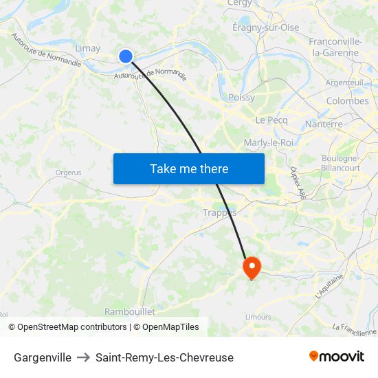 Gargenville to Saint-Remy-Les-Chevreuse map
