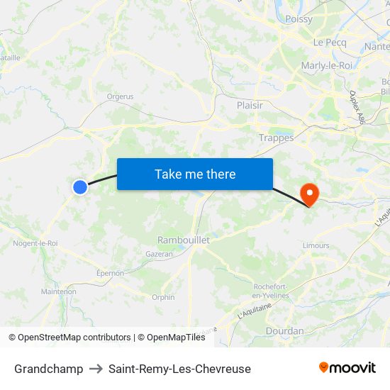 Grandchamp to Saint-Remy-Les-Chevreuse map