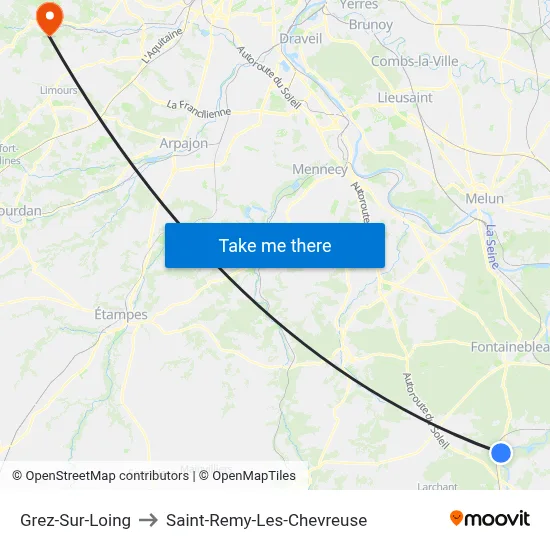 Grez-Sur-Loing to Saint-Remy-Les-Chevreuse map