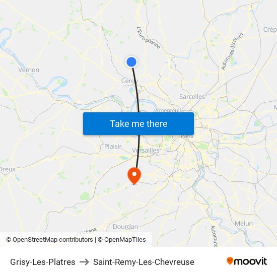 Grisy-Les-Platres to Saint-Remy-Les-Chevreuse map