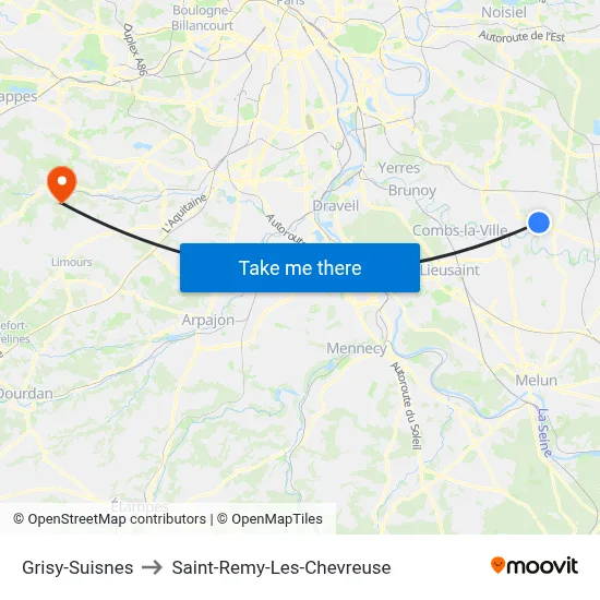 Grisy-Suisnes to Saint-Remy-Les-Chevreuse map