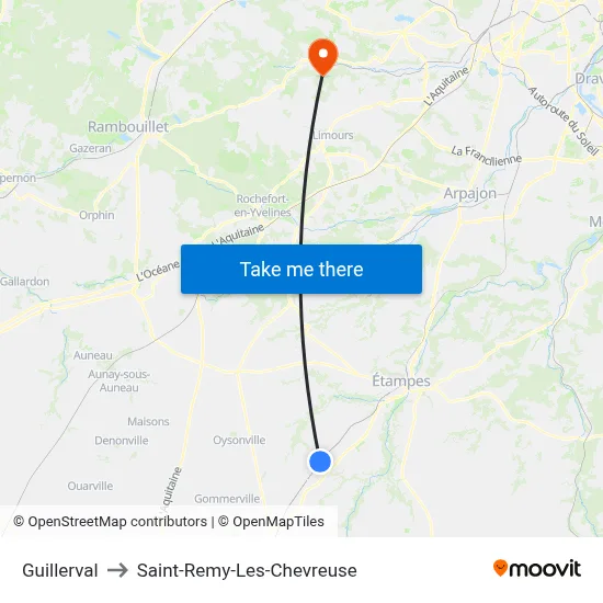 Guillerval to Saint-Remy-Les-Chevreuse map