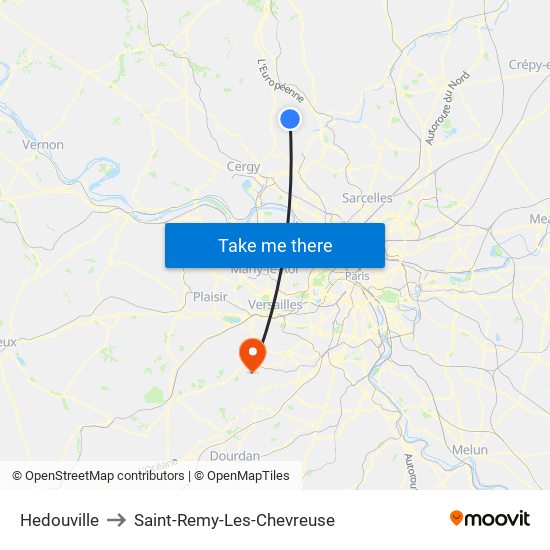 Hedouville to Saint-Remy-Les-Chevreuse map