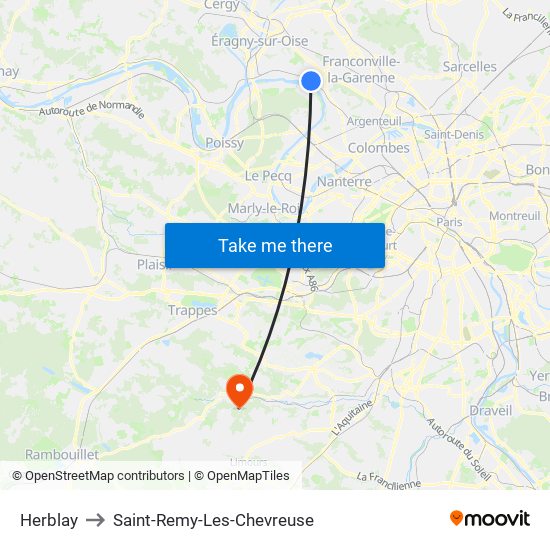 Herblay to Saint-Remy-Les-Chevreuse map