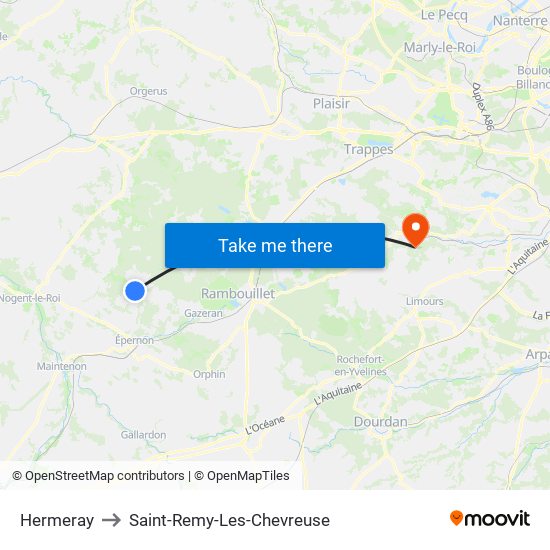 Hermeray to Saint-Remy-Les-Chevreuse map