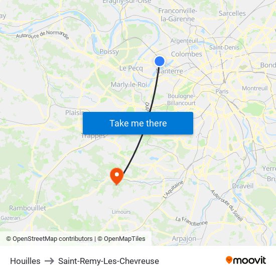 Houilles to Saint-Remy-Les-Chevreuse map