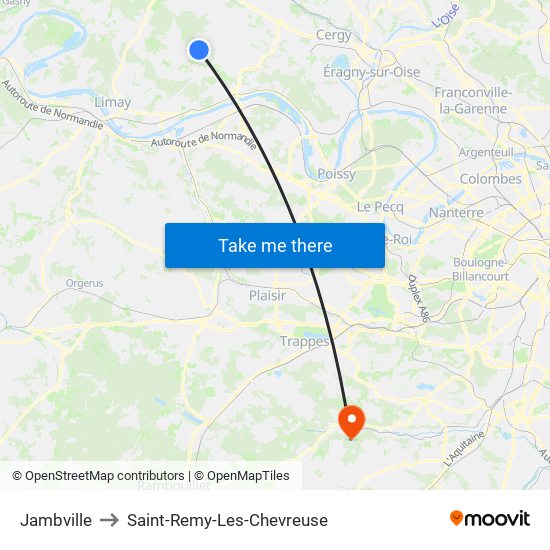Jambville to Saint-Remy-Les-Chevreuse map