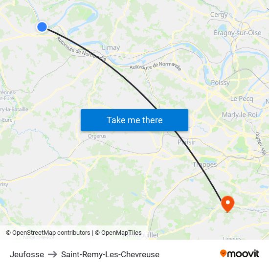 Jeufosse to Saint-Remy-Les-Chevreuse map