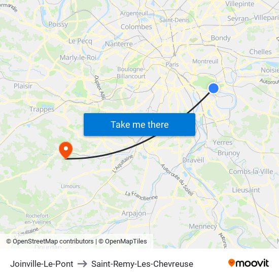 Joinville-Le-Pont to Saint-Remy-Les-Chevreuse map
