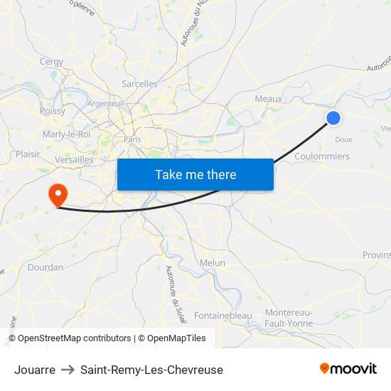 Jouarre to Saint-Remy-Les-Chevreuse map