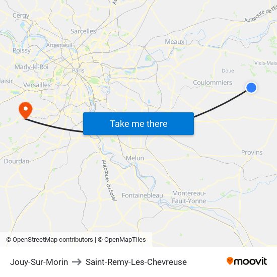 Jouy-Sur-Morin to Saint-Remy-Les-Chevreuse map