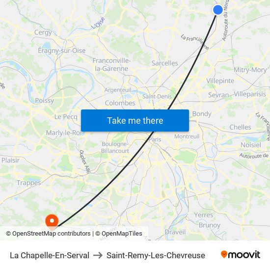 La Chapelle-En-Serval to Saint-Remy-Les-Chevreuse map
