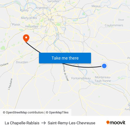 La Chapelle-Rablais to Saint-Remy-Les-Chevreuse map