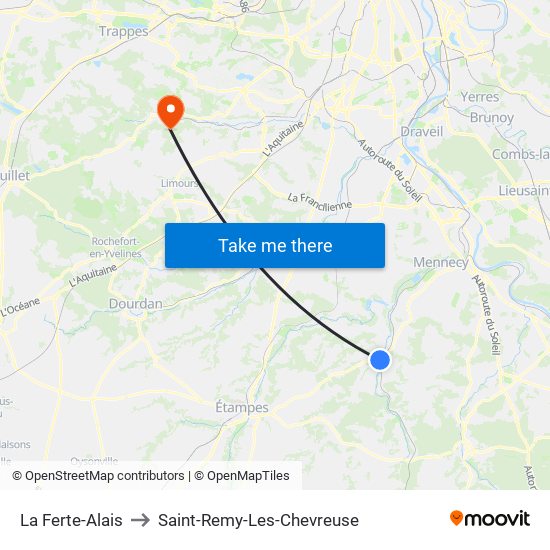 La Ferte-Alais to Saint-Remy-Les-Chevreuse map
