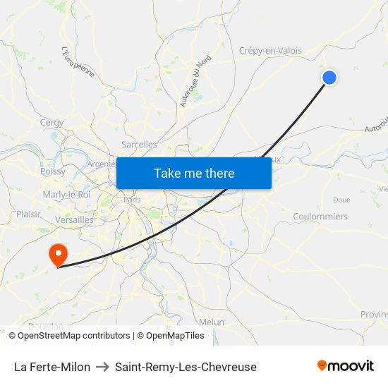 La Ferte-Milon to Saint-Remy-Les-Chevreuse map
