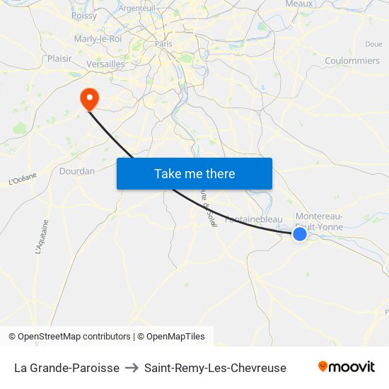 La Grande-Paroisse to Saint-Remy-Les-Chevreuse map