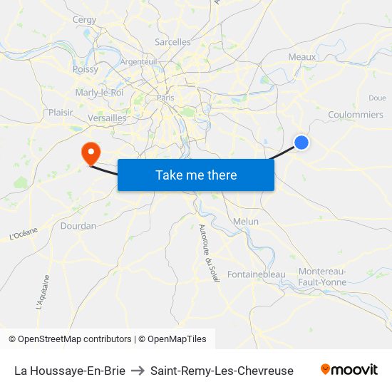 La Houssaye-En-Brie to Saint-Remy-Les-Chevreuse map