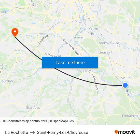 La Rochette to Saint-Remy-Les-Chevreuse map