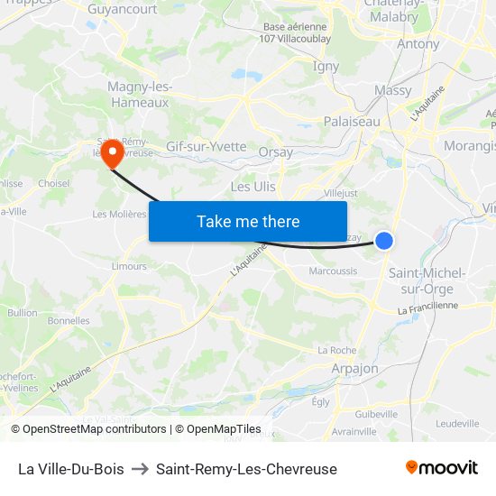 La Ville-Du-Bois to Saint-Remy-Les-Chevreuse map