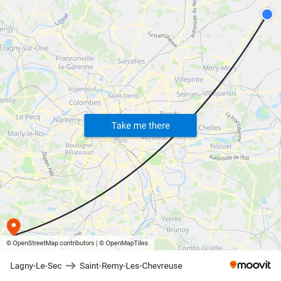 Lagny-Le-Sec to Saint-Remy-Les-Chevreuse map