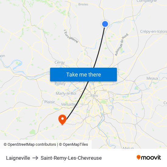 Laigneville to Saint-Remy-Les-Chevreuse map