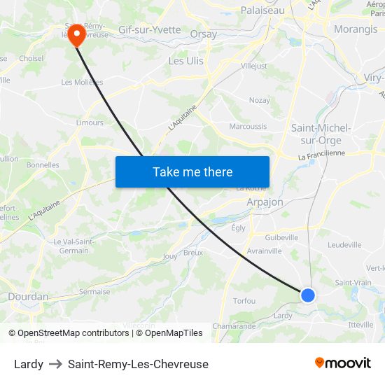 Lardy to Saint-Remy-Les-Chevreuse map