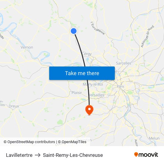 Lavilletertre to Saint-Remy-Les-Chevreuse map