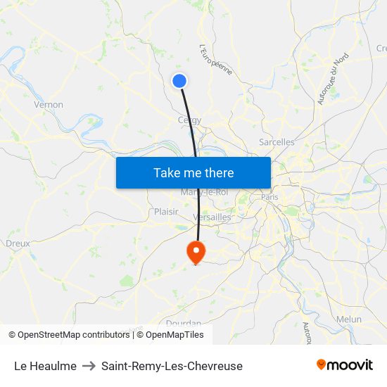 Le Heaulme to Saint-Remy-Les-Chevreuse map